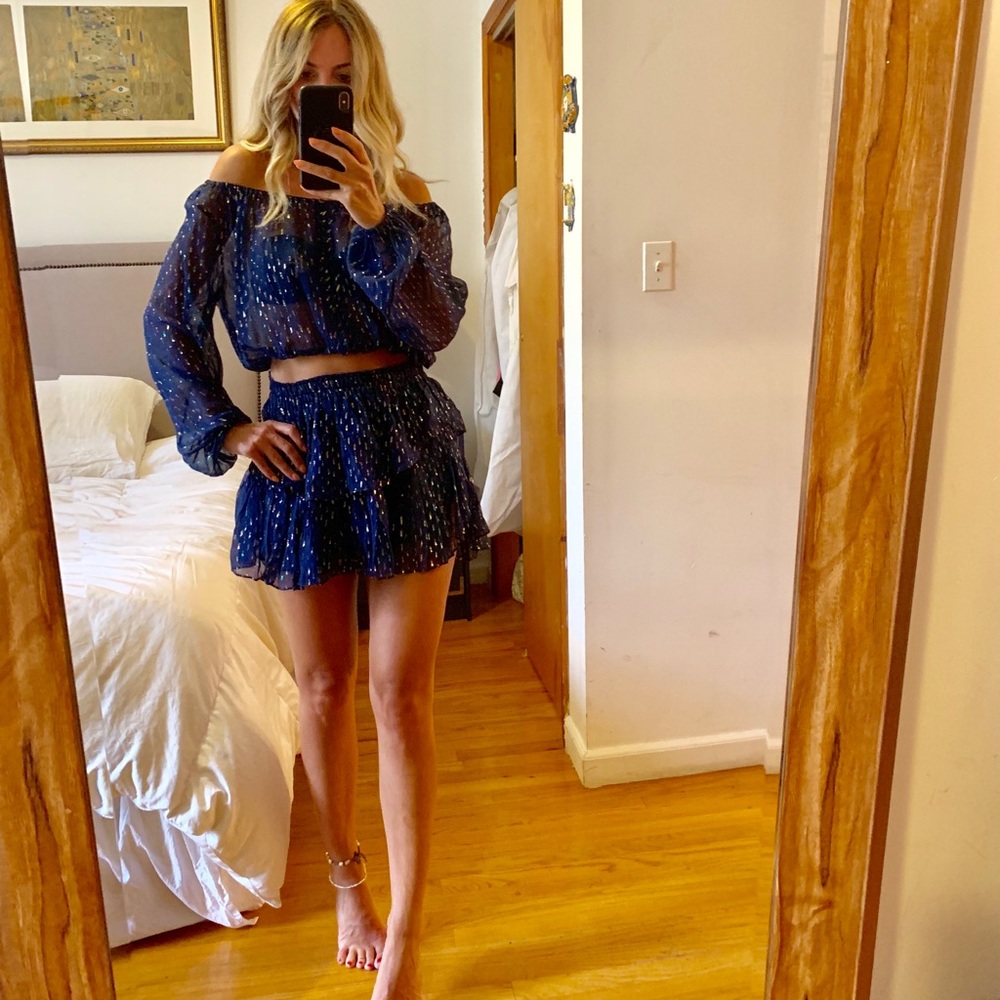 LoveShackFancy navy blue set in size 0